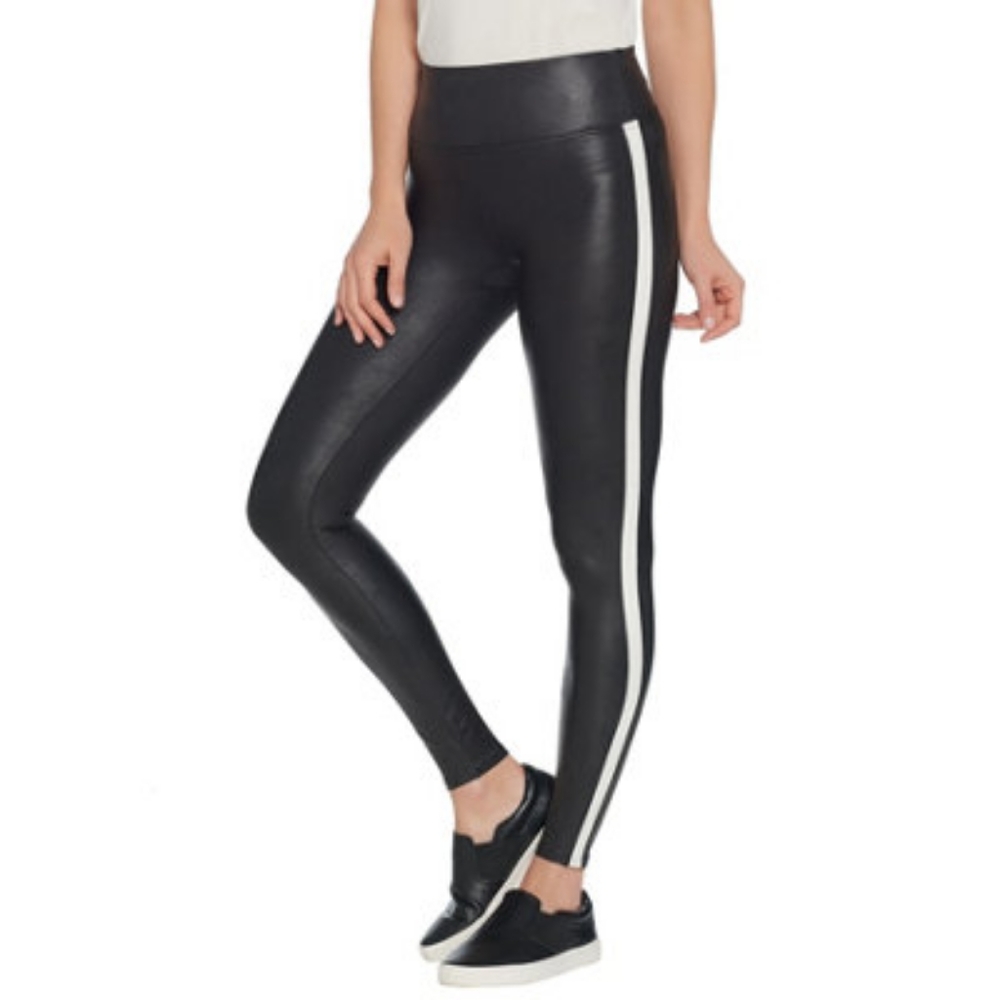🆕Spanx Black and White Faux Leather Leggings - Picture 1 of 3